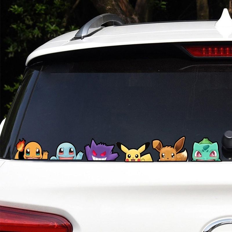 Car Accessories Toy - Stiker jendela mobil Pokémon, stiker penutup